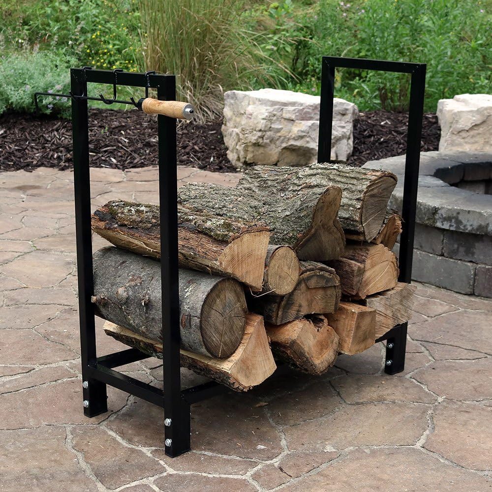Sunnydaze 30 Inch Firewood Log Rack with Cover, Indoor or Outdoor Wood Storage