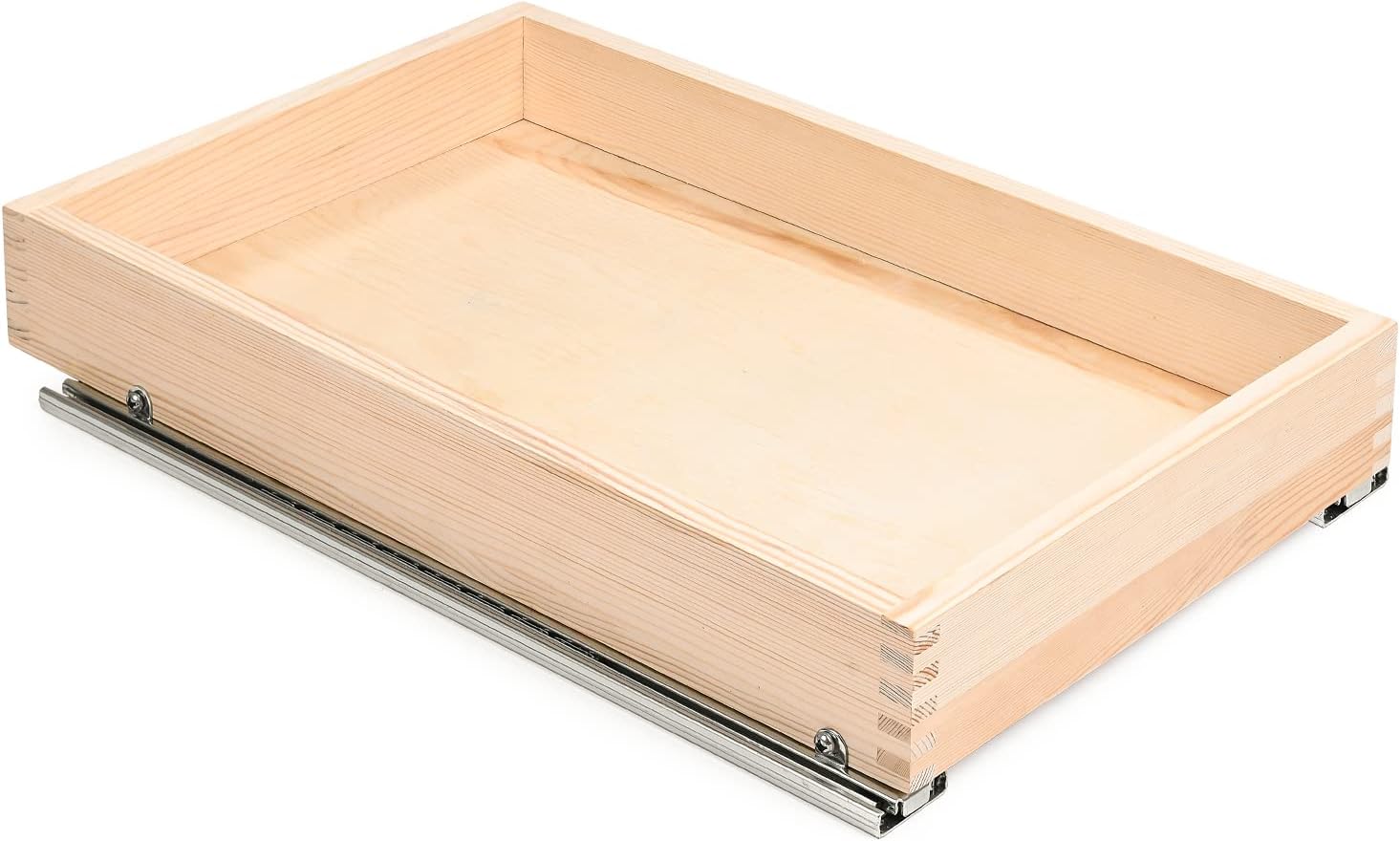 Mulush Pull Out Tray Cabinet Drawer Organizer, Slide Out Wood Cabinet Kitchen Storage Shelves, 14”W x 21”D, Requires At Least a 15.5” Cabinet Opening Pack of 2