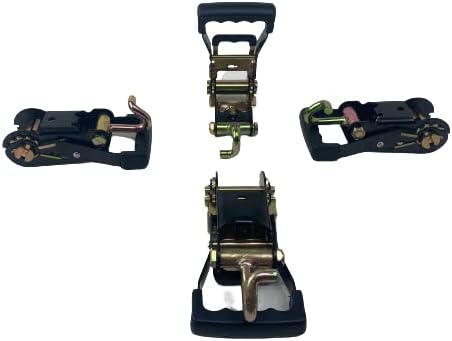 (4) Heavy Duty Black Rubber Handle Ratchet with Bent Finger Hook