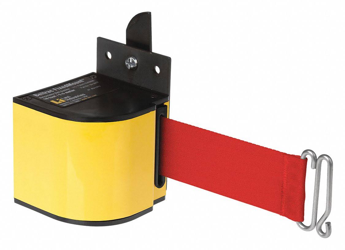 Lavi Industries 50-3017YL-18-RD Fixed Mount Safety Barricade, Retractable Belt Extension - 18 ft. Red