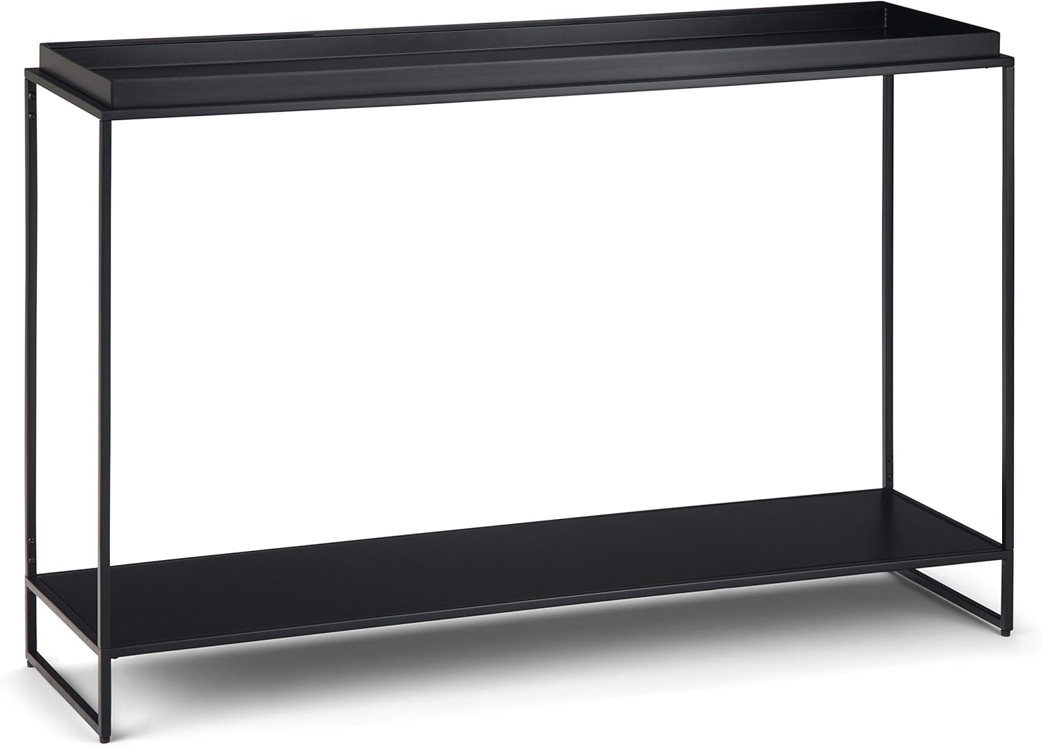 SIMPLIHOME Garner Modern Industrial 47 inch Wide Metal Tray Top Console Sofa Entryway Table in Black , for the Living Room, Entryway and Bedroom