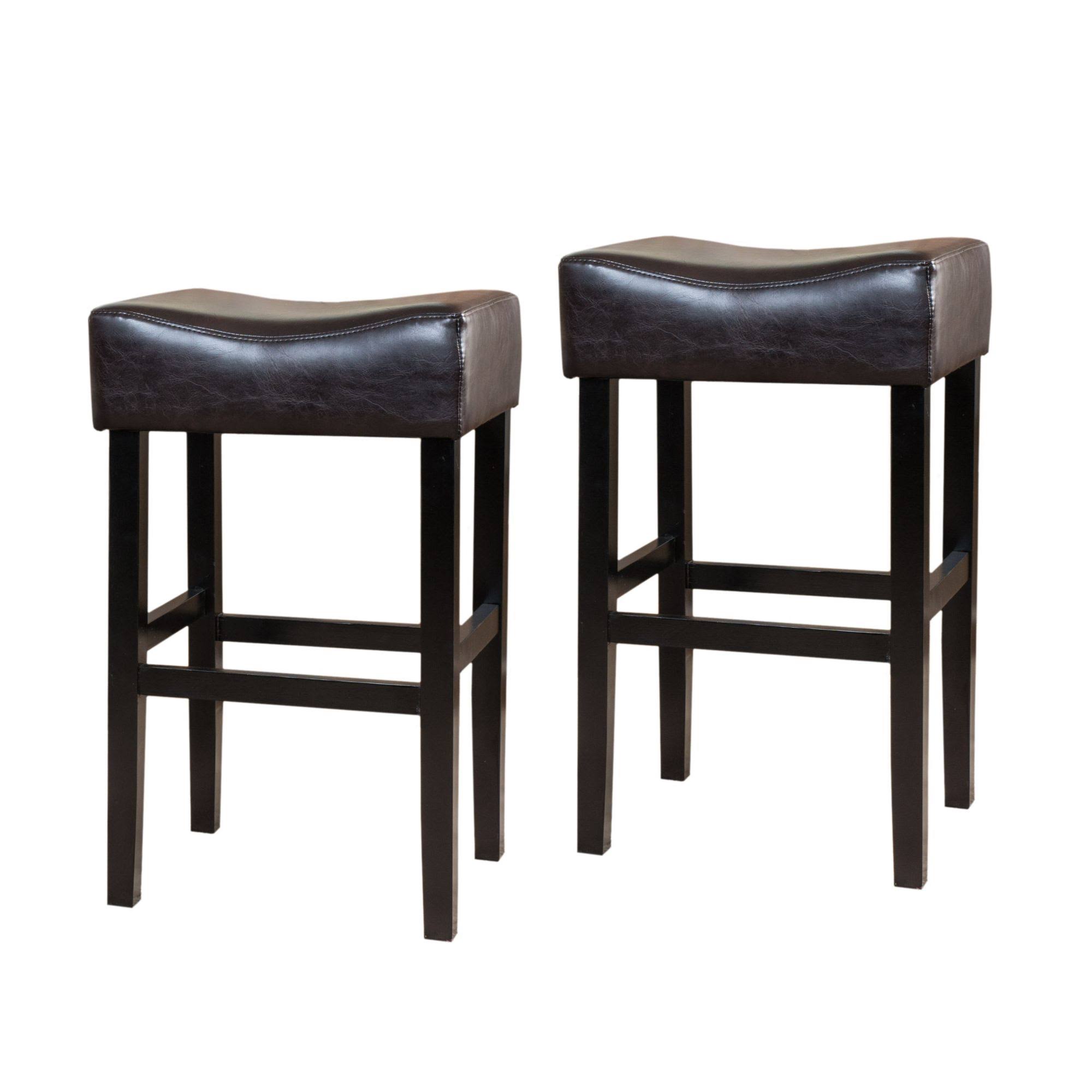 Set of 2 Brown and Black Contemporary Bar Stools 30.25x22
