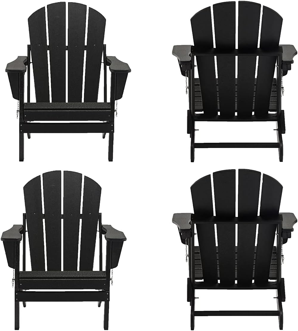 Adirondack Chairs Set of 2 | Classic Outdoor Chairs Water Proof for Garden Porch Patio Deck Backyard, Weather Resistant Accent Furniture (Blue-HDPE-2 PCS)