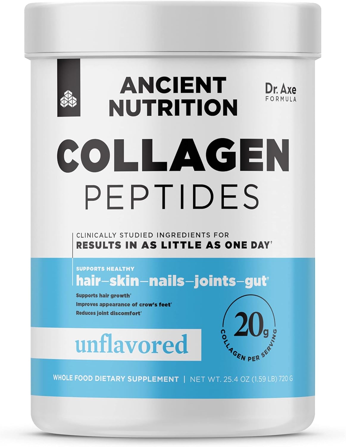 Collagen Peptides by Ancient Nutrition, Collagen Peptides Powder, Unflavored Hydrolyzed Collagen, Supports Healthy Skin, Joints, Gut, Keto and Paleo Friendly, 36 Servings, 20g Collagen per Serving Pack of 2