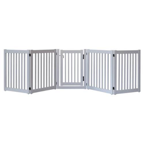 Dynamic Accents DA302 32 in. Highlander Series Solid Wood Pet Gate Pumice Grey - 3 Panel Walk Through
