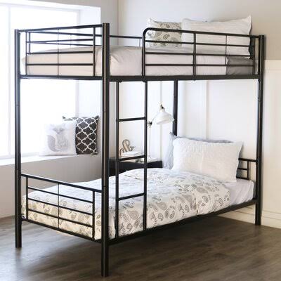 Malia Twin Over Twin Bunk Bed Viv + Rae Bed Frame Color: Black
