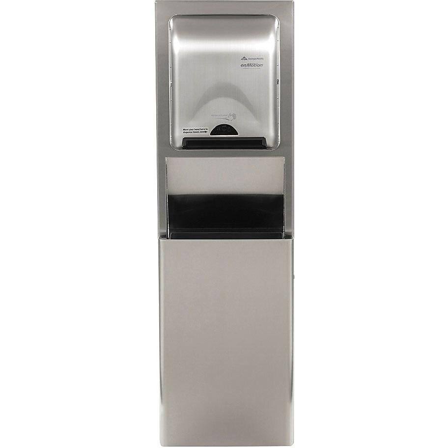 Georgia Pacific 59451 Stainless Steel Recessed Wall Mounted Trash Receptacle, Silver