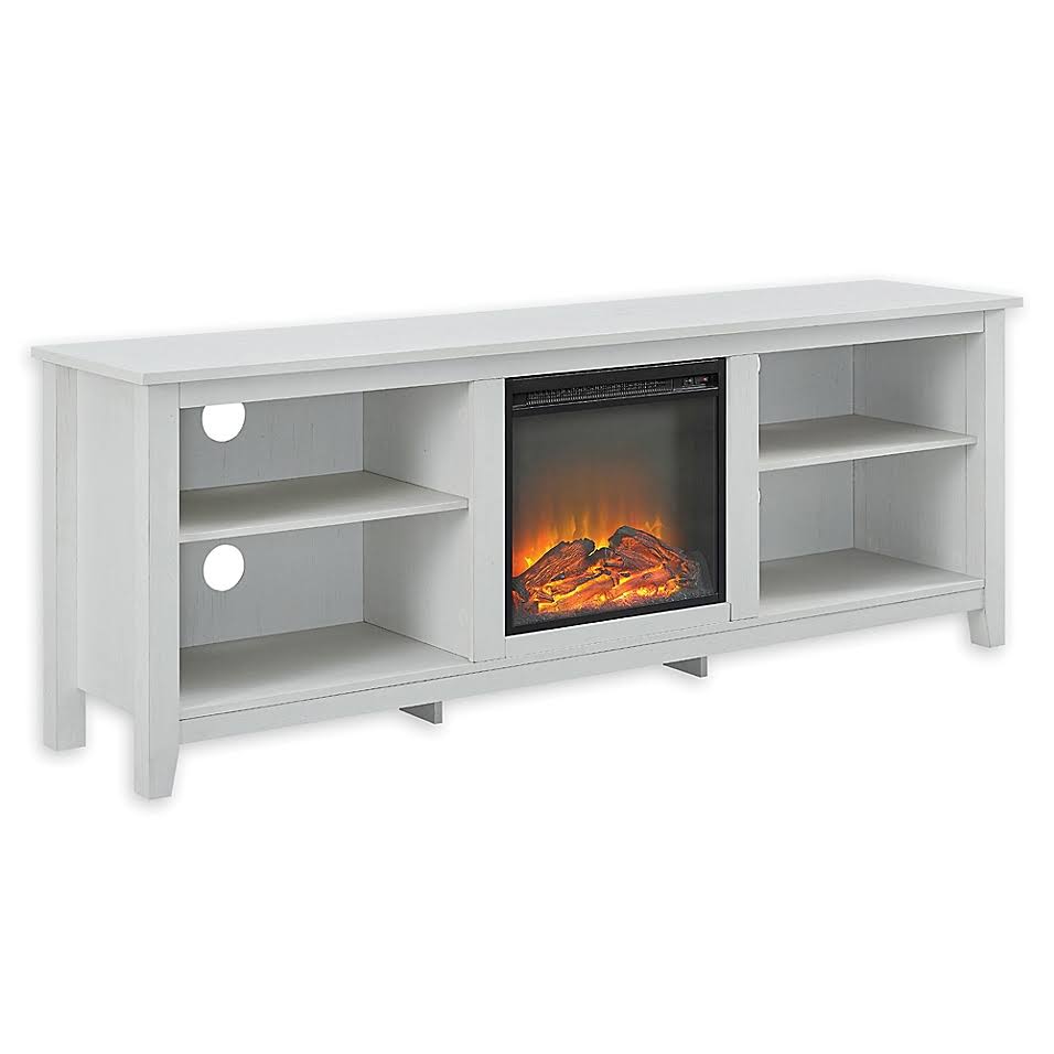 Forest Gate Hunter 70x22 Electric Fireplace TV Stand in Brushed White