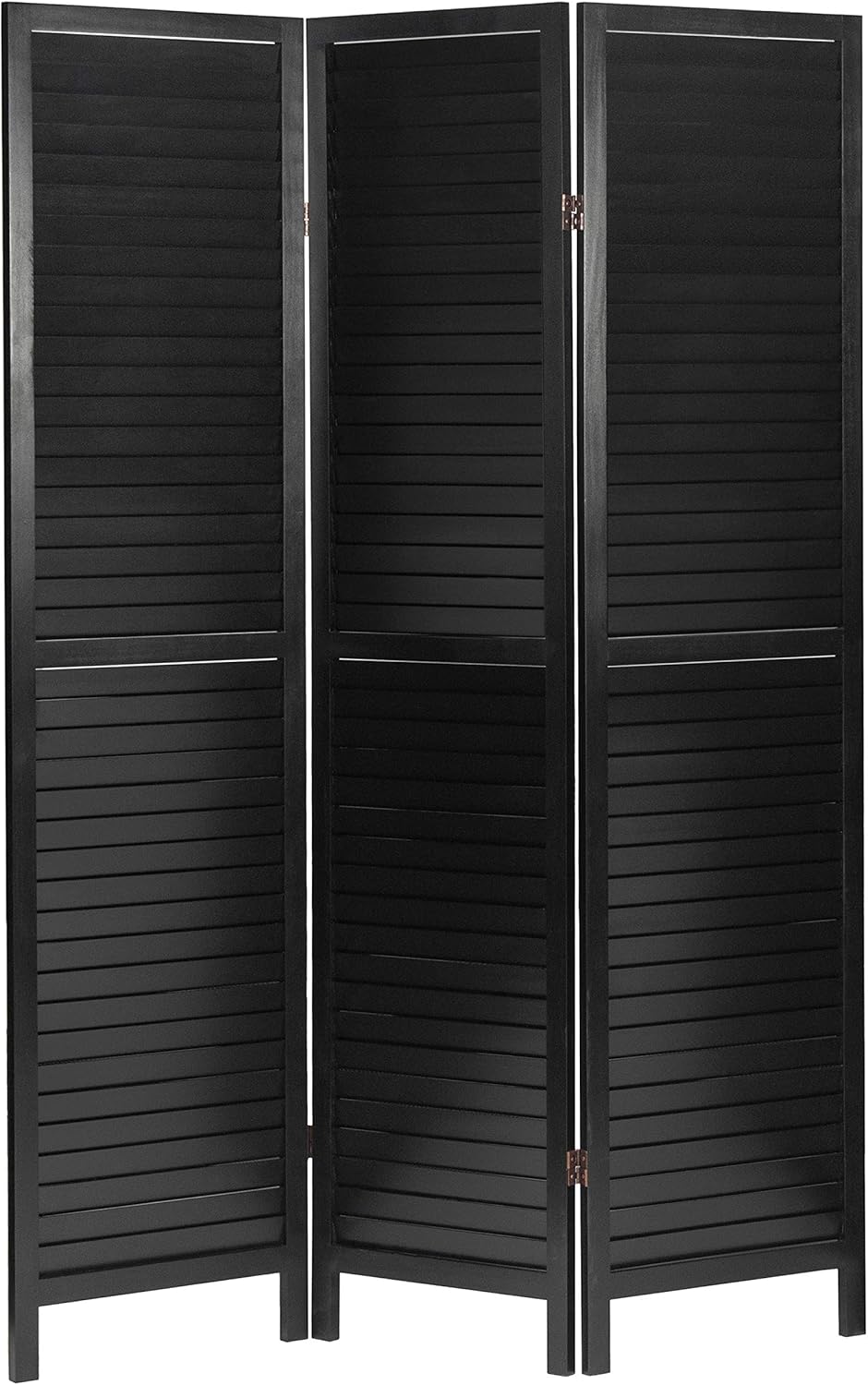 ORIENTAL Furniture 6 ft. Tall Wooden Louvered Room Divider Black 3 Panel