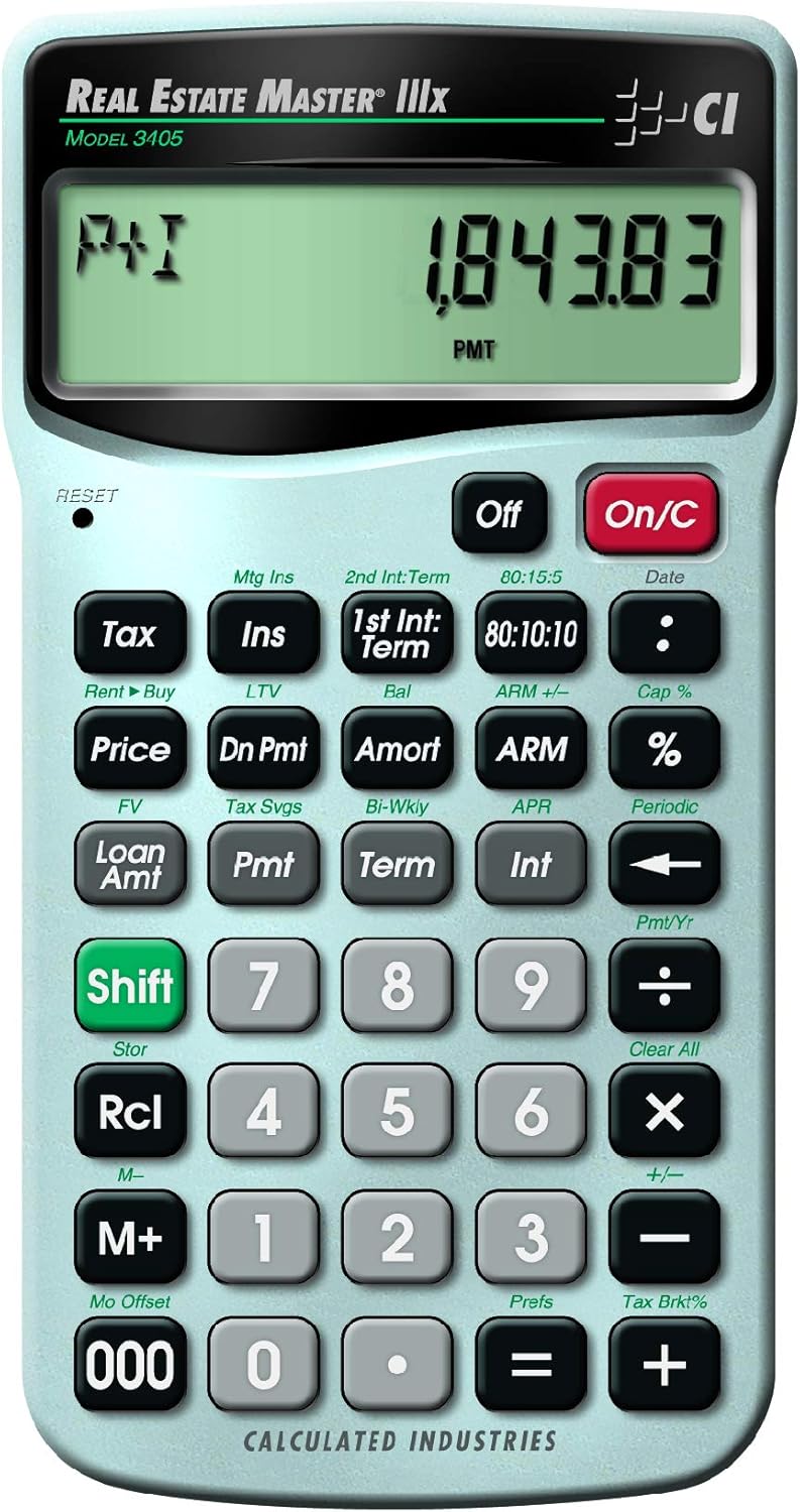 Calculated Industries 3405 Real Estate Master IIIx Residential Real Estate Finance Calculator | Clearly-Labeled Function Keys | Simplest Operation | Solves Payments, Amortizations, ARMs, Combos, More Pack of 2