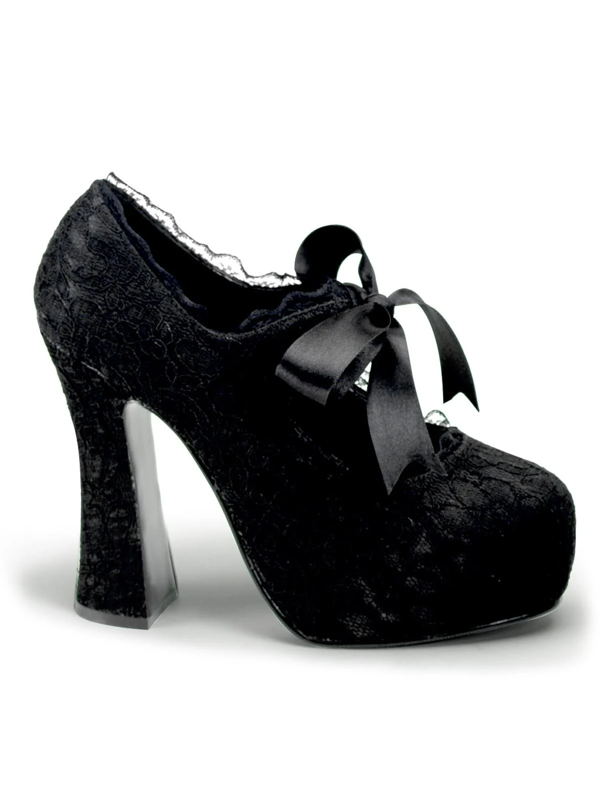 Demonia - DEMON-11 6 / Black Satin-Black Lace