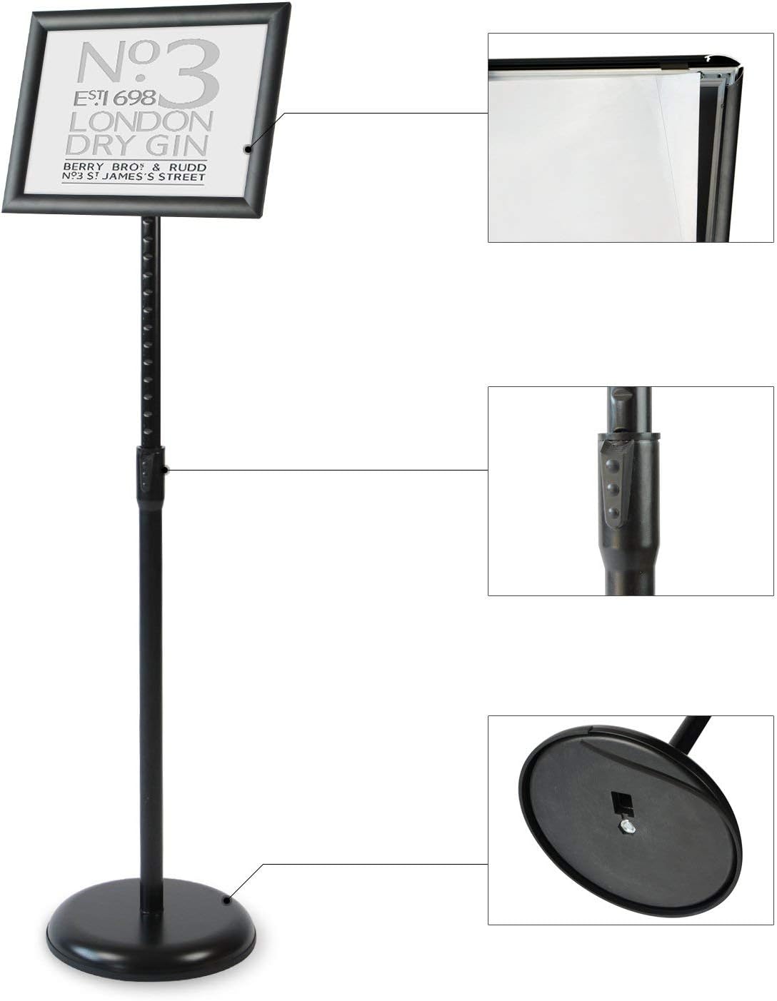 Klvied Heavy Duty Pedestal Poster Sign Stand, Adjustable Aluminum 8.5