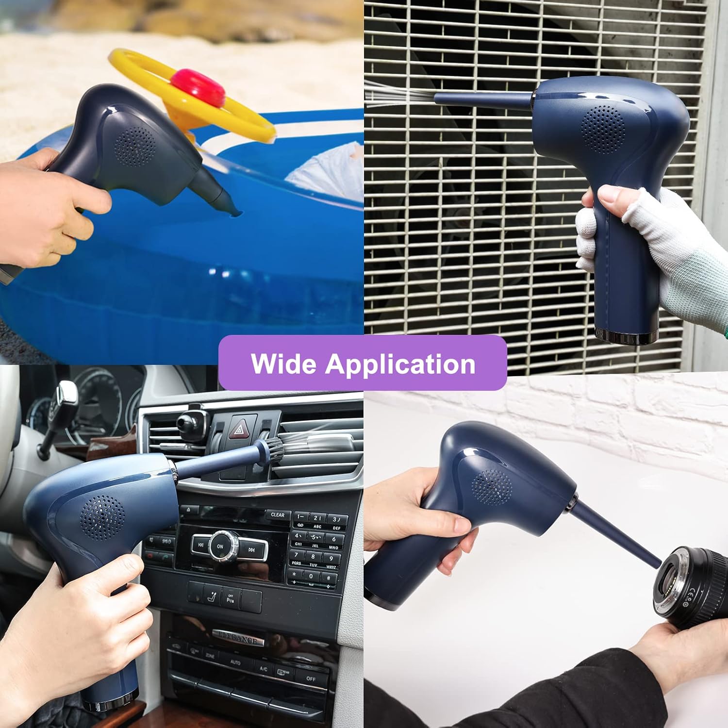 Electric Air Duster for Computers Keyboard Cleaning, Compressed Air Duster with LED Light, 37000 RPM, Replaces Compressed Air Cans, Electric Air Pump Pack of 2