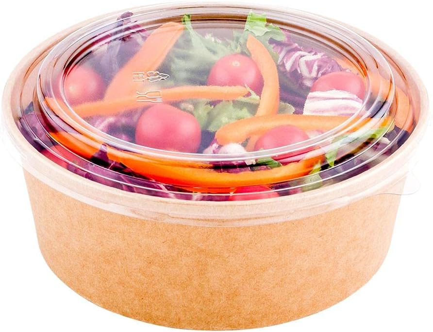 Bio Salad 44 oz Round Kraft Paper Container - 7 1/4