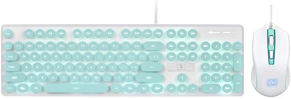 LexonElec Wired USB Keyboard Mouse Combo Gamer N518 104 Keys White LED Backlit Punk Keycap Ergonomic Pro Gaming Keypad + 1600DPI 4 Buttons Optical Game Mice for Laptop PC (Pink & White Light) Pack of 2