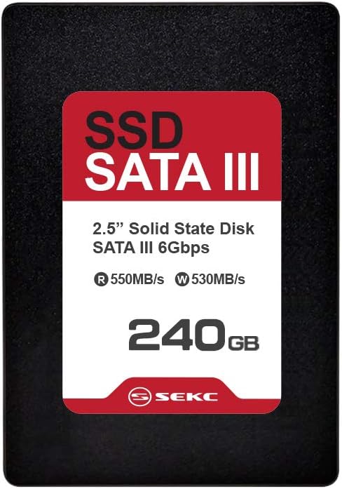 SEKC 240GB SSD SATA III 6 Gb/s, Up to 550/530 MB/s Read/Write Speed, Internal 2.5