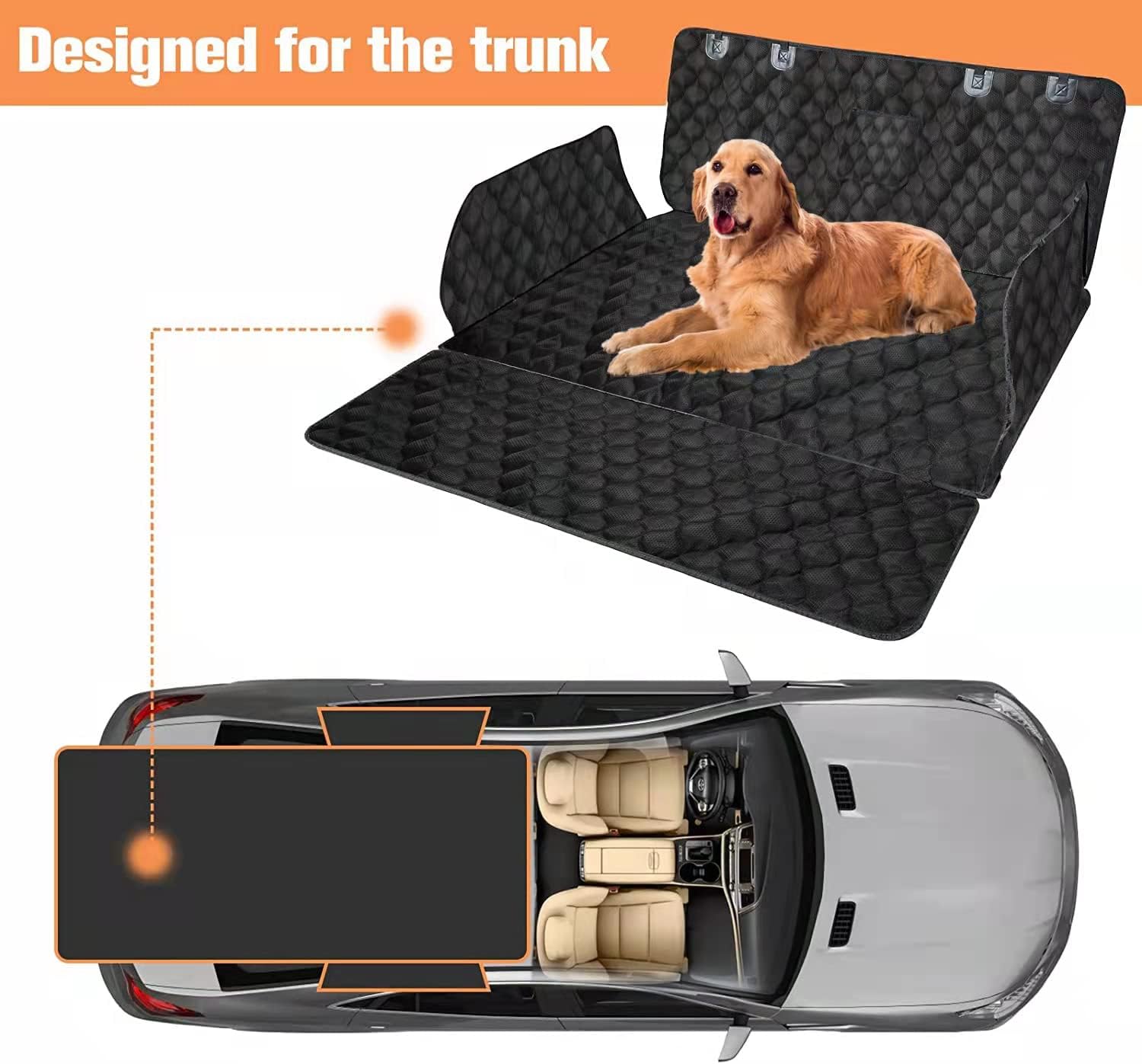 PETICON SUV Cargo Liner for Dogs, Waterproof Pet Cargo Cover Dog Seat Cover Mat for SUVs Sedans Vans with Bumper Flap Protector, Non-Slip, Large Size Universal Fit Pack of 2