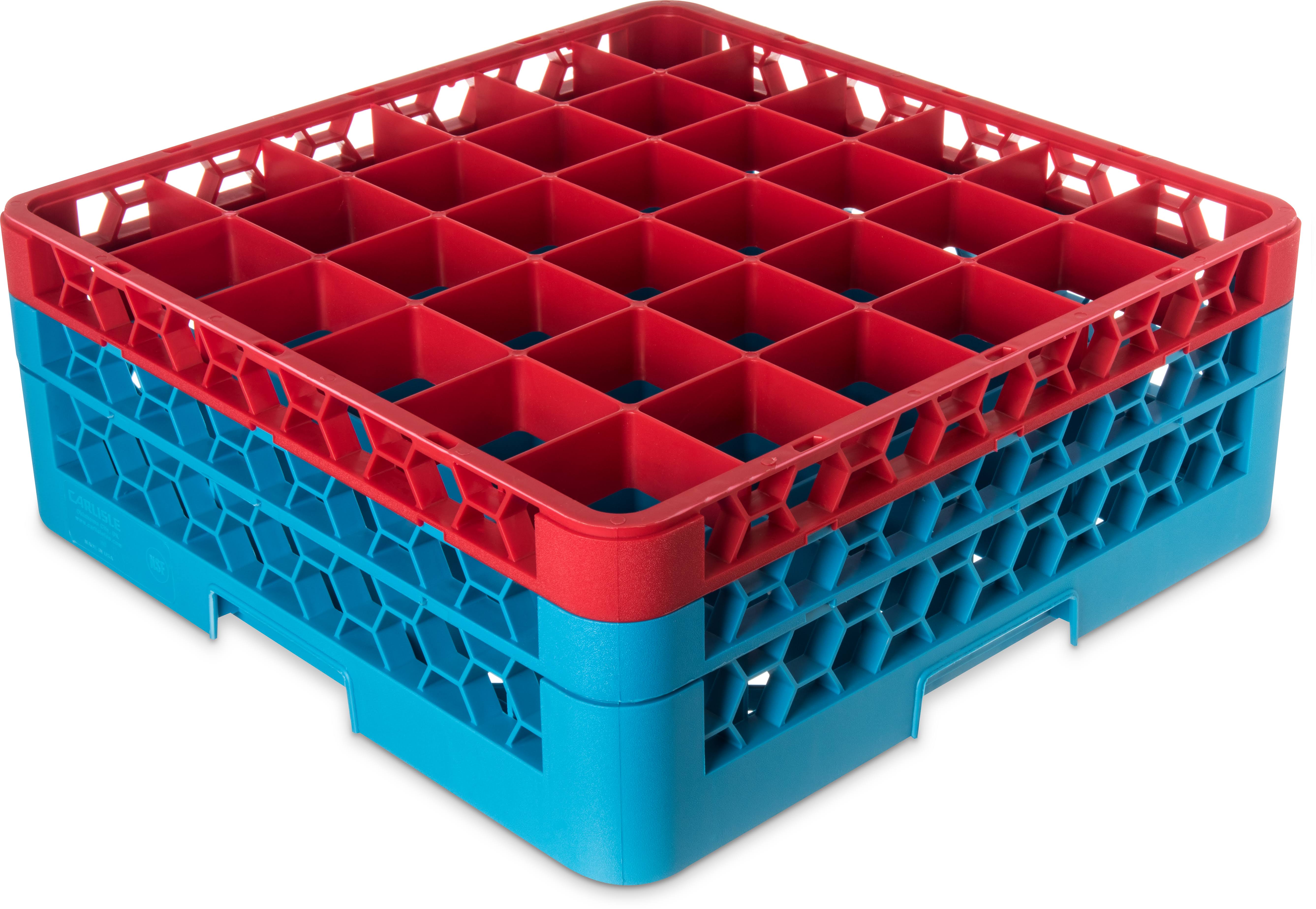 Carlisle RG36-2C410 Red/Blue 36 Cmpt Glass Rack with 2 Extenders