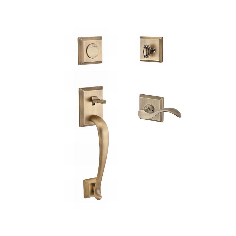 Baldwin Reserve - Napa Left Handed Full Dummy Handleset with Curve Lever in Matte Brass u0026 Black - FD.NAPXCUR.L.TSR.049