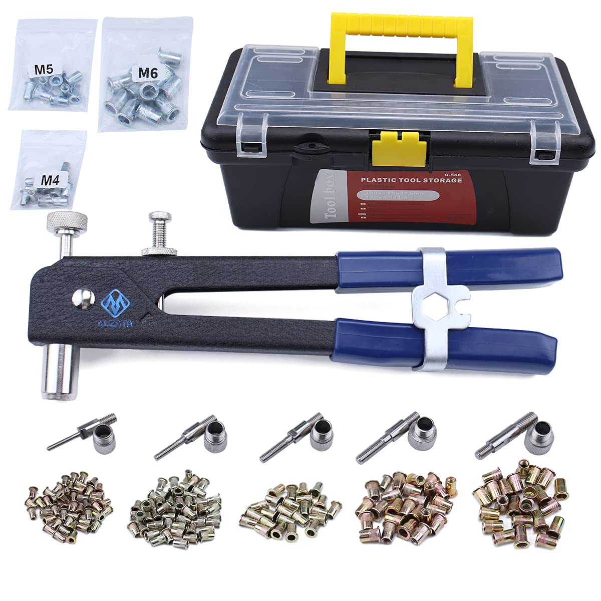 Muzata Hand Rivet-Nut Installation Tool Blind Rivet Nut Kit Set,Come with 900pcs Rivet Nuts,1 Rivet nut and Carry Box RK01 Pack of 2