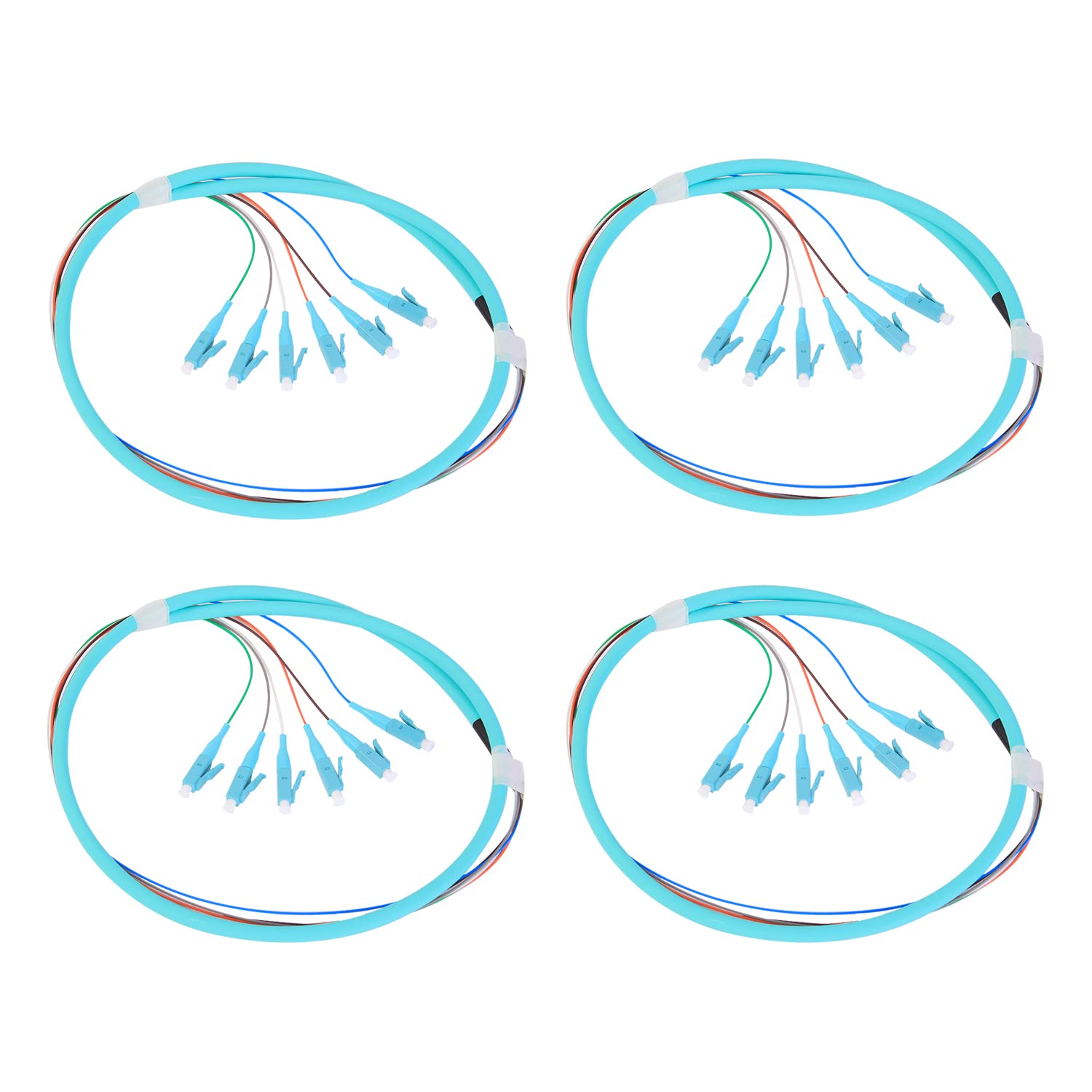4PACK LC-OM3 6 Pigtail 6 Strand Multimode OM3/OM4 50/125 LC-UPC Fiber Pigtail, 1.5 Meter Pack of 2