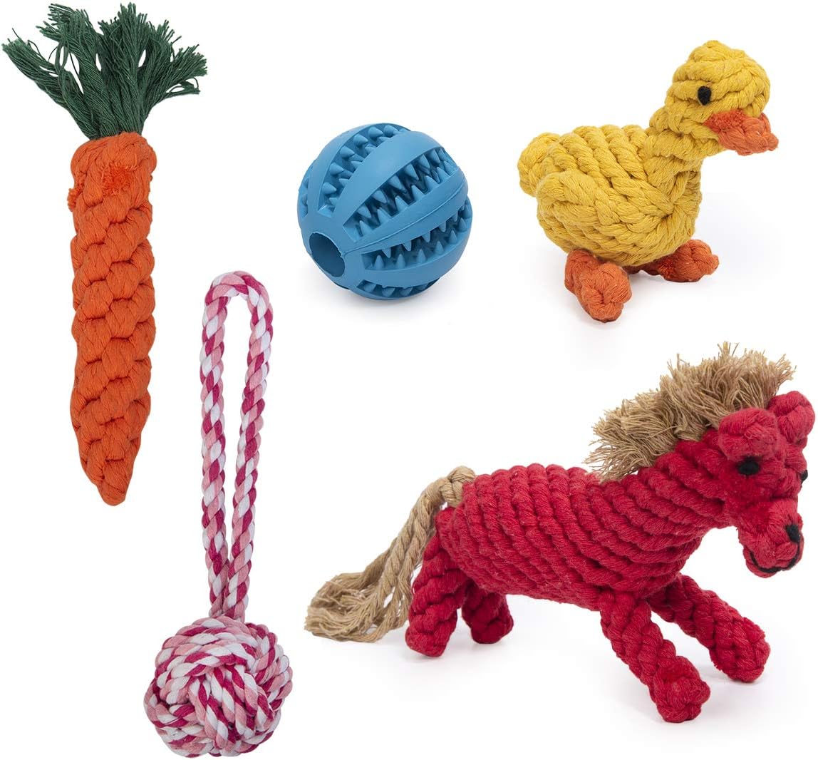 Up Pod Dog Chew Toys for Puppies Teething, Super Value 5 Pack Puppy Toys for Small Dog Toys Rope Toy Durable Pet Toys for Dogs Interactive Plush Dog Toys
