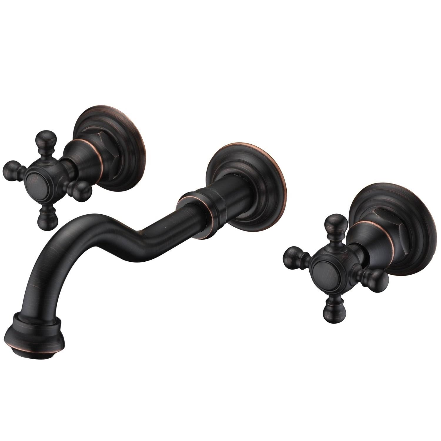Sumerain Double-Handle Wall Mounted Bathroom Faucet (Black) S1405OI