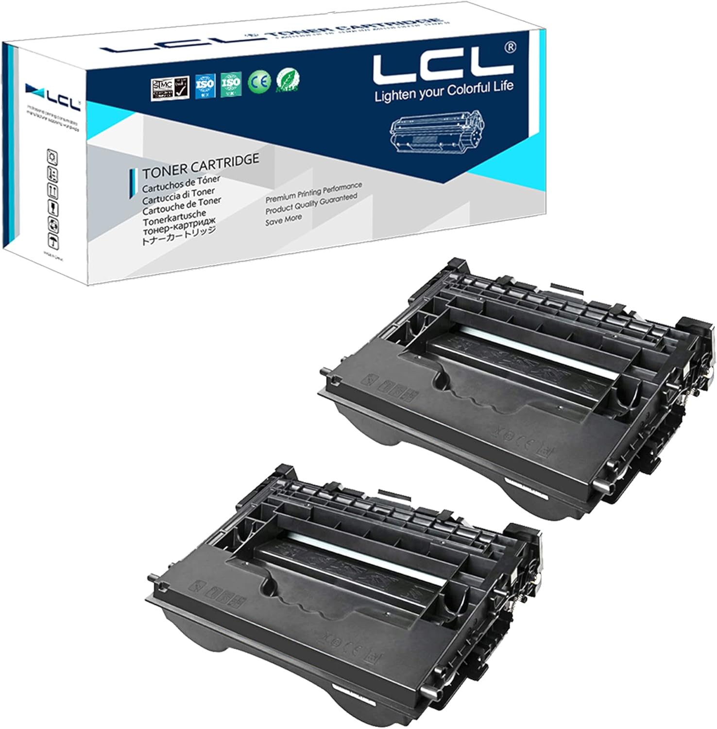 LCL Compatible Toner Cartridge Replacement for HP 37A CF237A M607n M607dn M608x M609dn M631 M632 M633 M608dn M608n M609dh M609x M631h M631z M632fht M632h M632z M633fh MFP M633z M631dn (2-Pack Black)