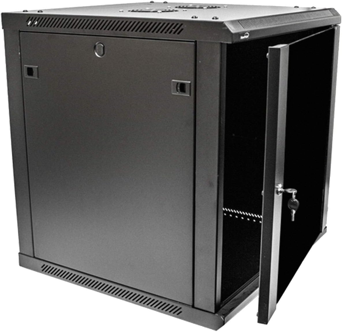 NavePoint 12U Deluxe IT Wallmount Cabinet Enclosure 19-Inch Server Network Rack with Locking Glass Door 24-Inches Deep Black