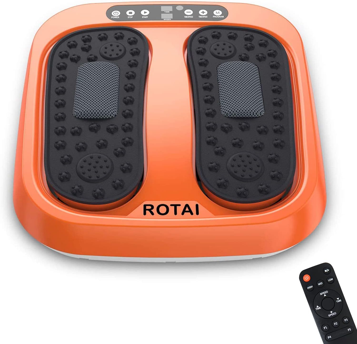 ROTAI Vibration Foot Massager Multi Relaxations and Pain Relief Rotating Acupressure Electric Foot Circulation Device with Remote Control Orange