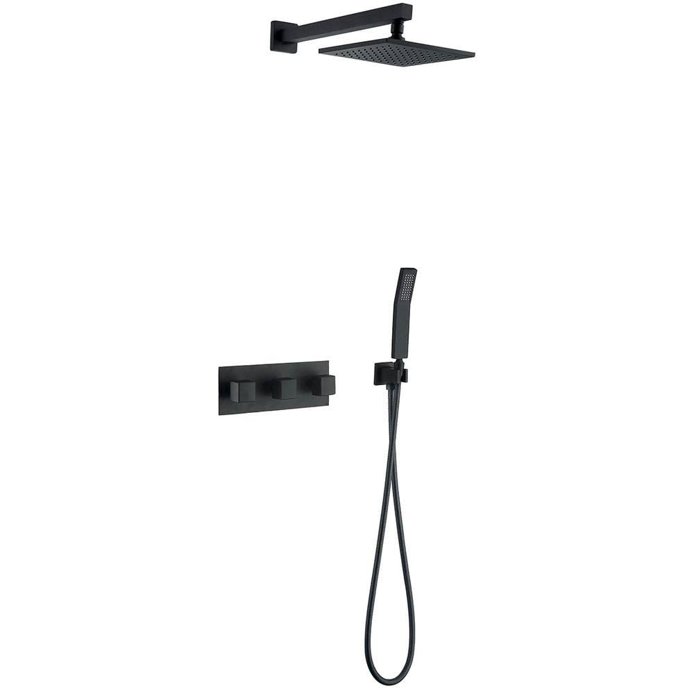Boyel Living 1-Spray Pattern 2 GPM 10 in. Wall Mount Dual Shower Heads in Matte Black RB07HS4B