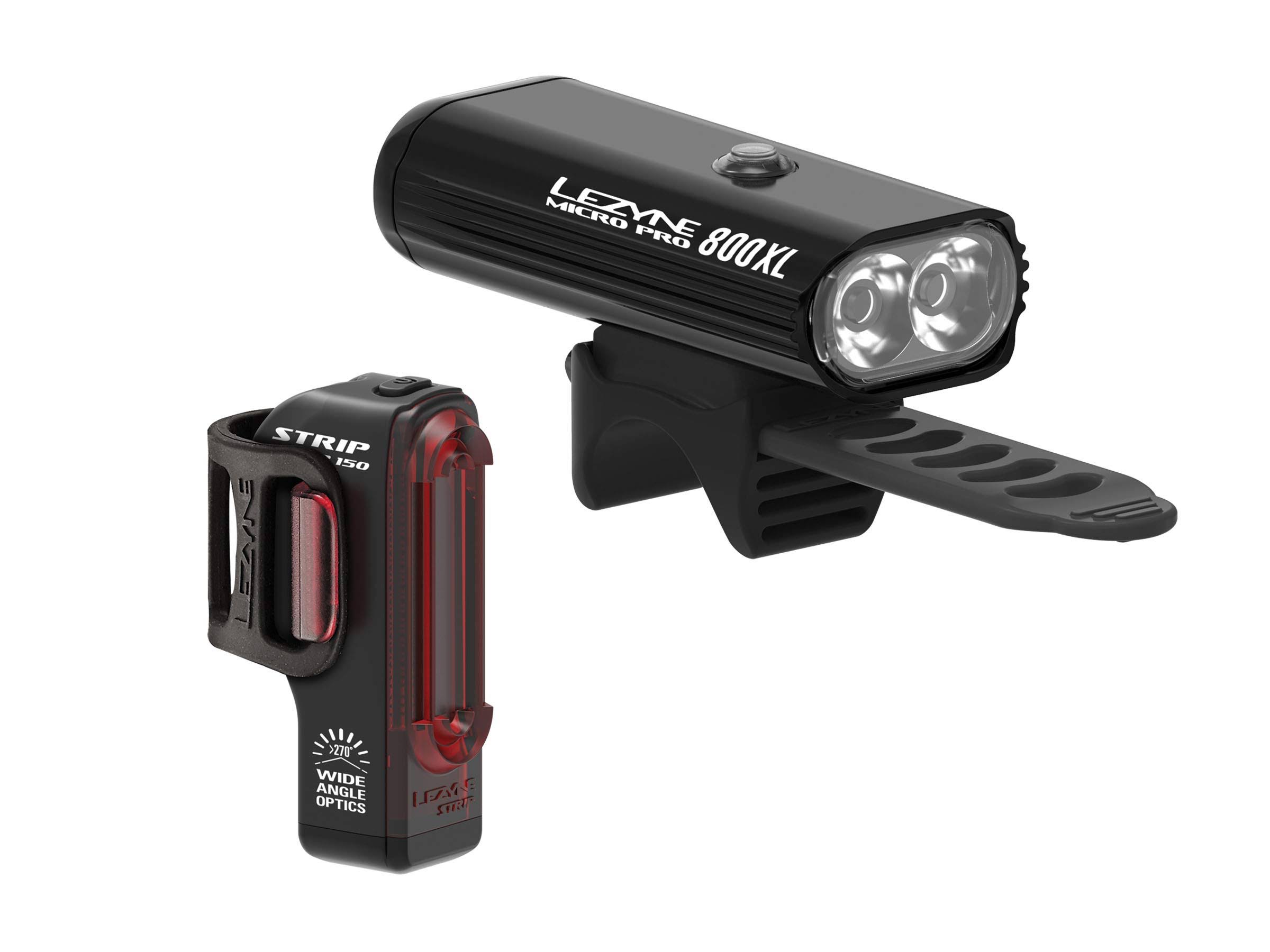 Lezyne Micro Pro 800XL / Strip Light Pair, Black