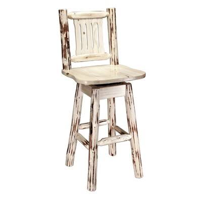 Tustin Swivel Solid Wood 30x22 Bar Stool Loon Peak Color: Lacquered