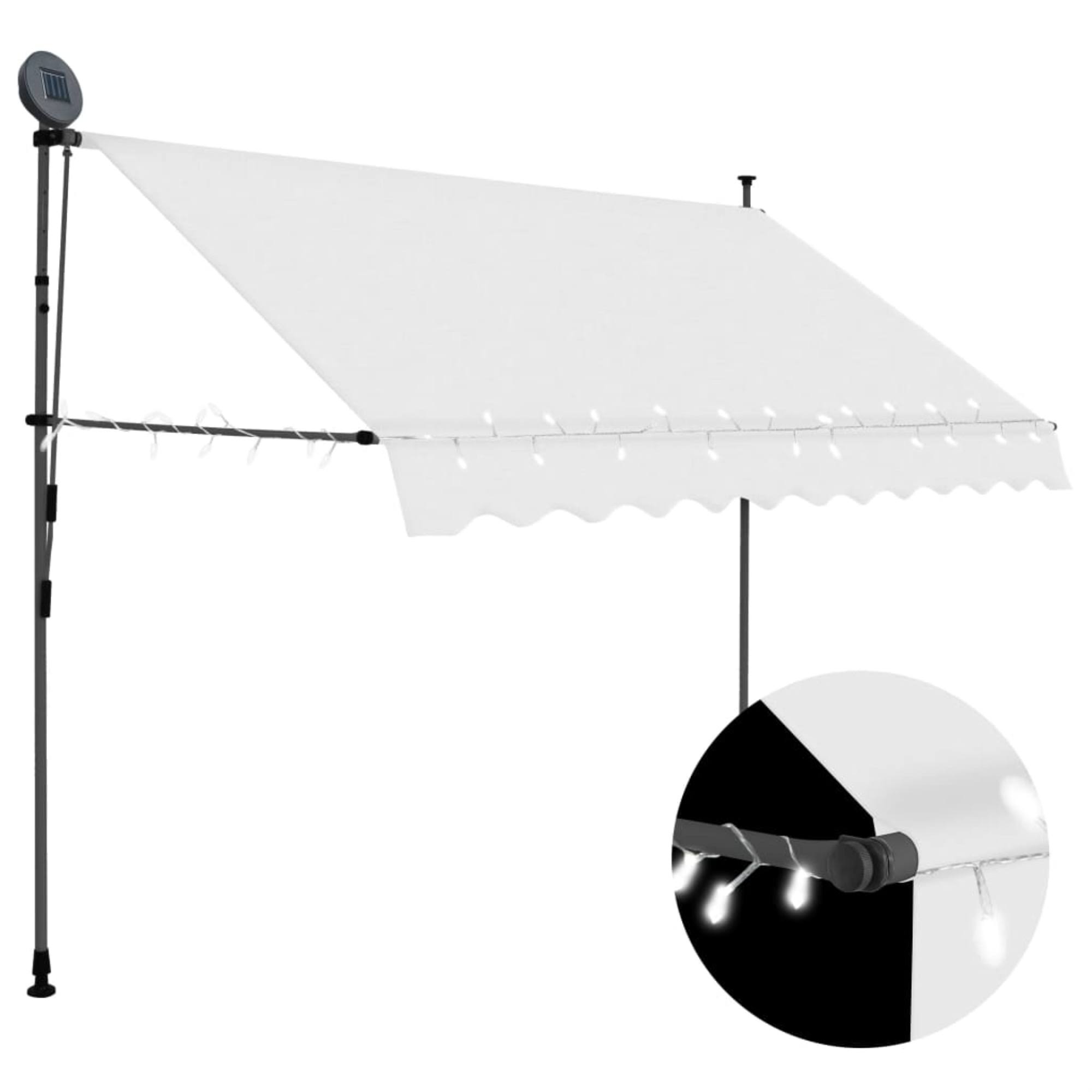 vidaXL Manual Retractable Awning with LED 118.1x22 Cream