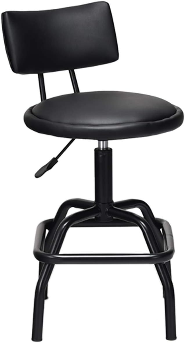 COSTWAY Adjustable Height Bar Stool, 360 Degree Swivel, Modern Guitar Stool for High Ergonomic Seating, with PU Leather Cushion, Heavy Duty Steel Frame for Bar, Shop and Music, Garage, Black