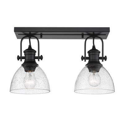 Addisyn 2 - Light 17.88x22 Semi Flush Mount Three Posts Fixture Finish: Black, Shade Color: Seeded Glass