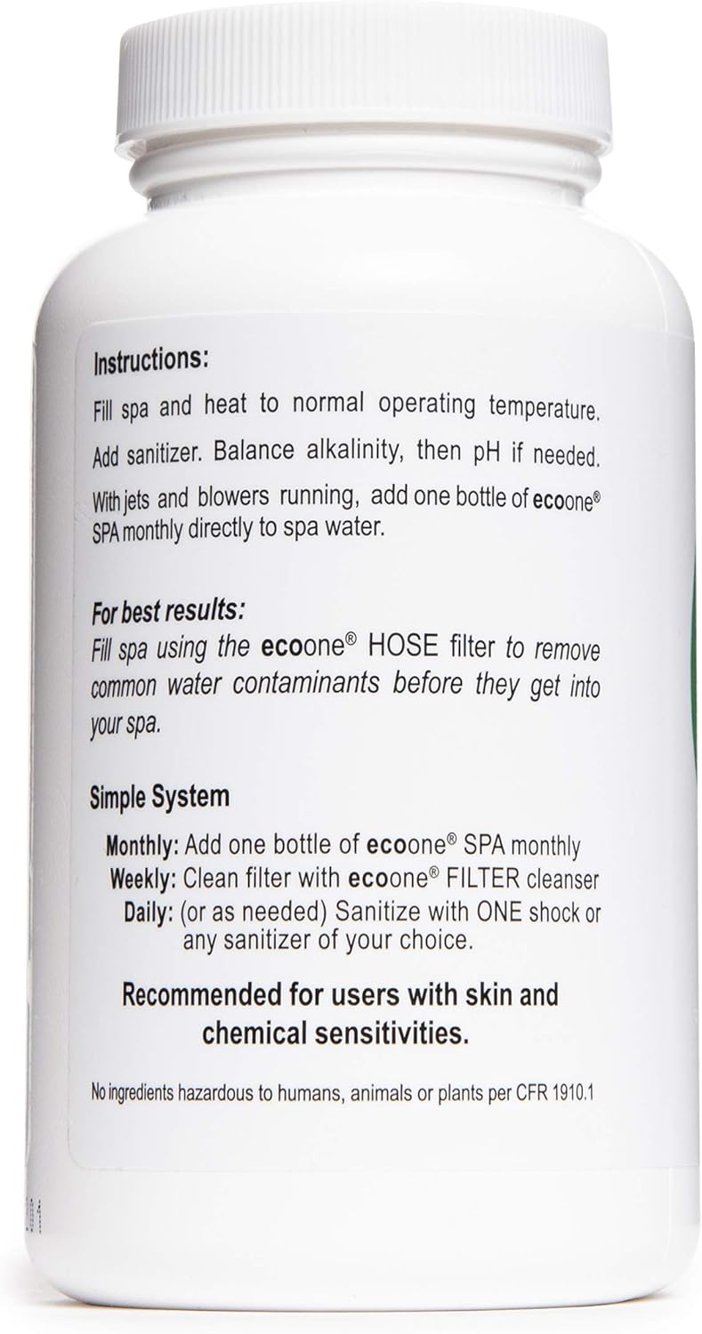 EcoOne - Spa & Hot Tub Conditioner - Naturally Softens Water - No HTH Chlorine Chemicals - Natural, Eco-Friendly Spa Care Supplies - 1x Monthly Spa Conditioner - 8 Oz Each - 6 Month Supply Pack of 2