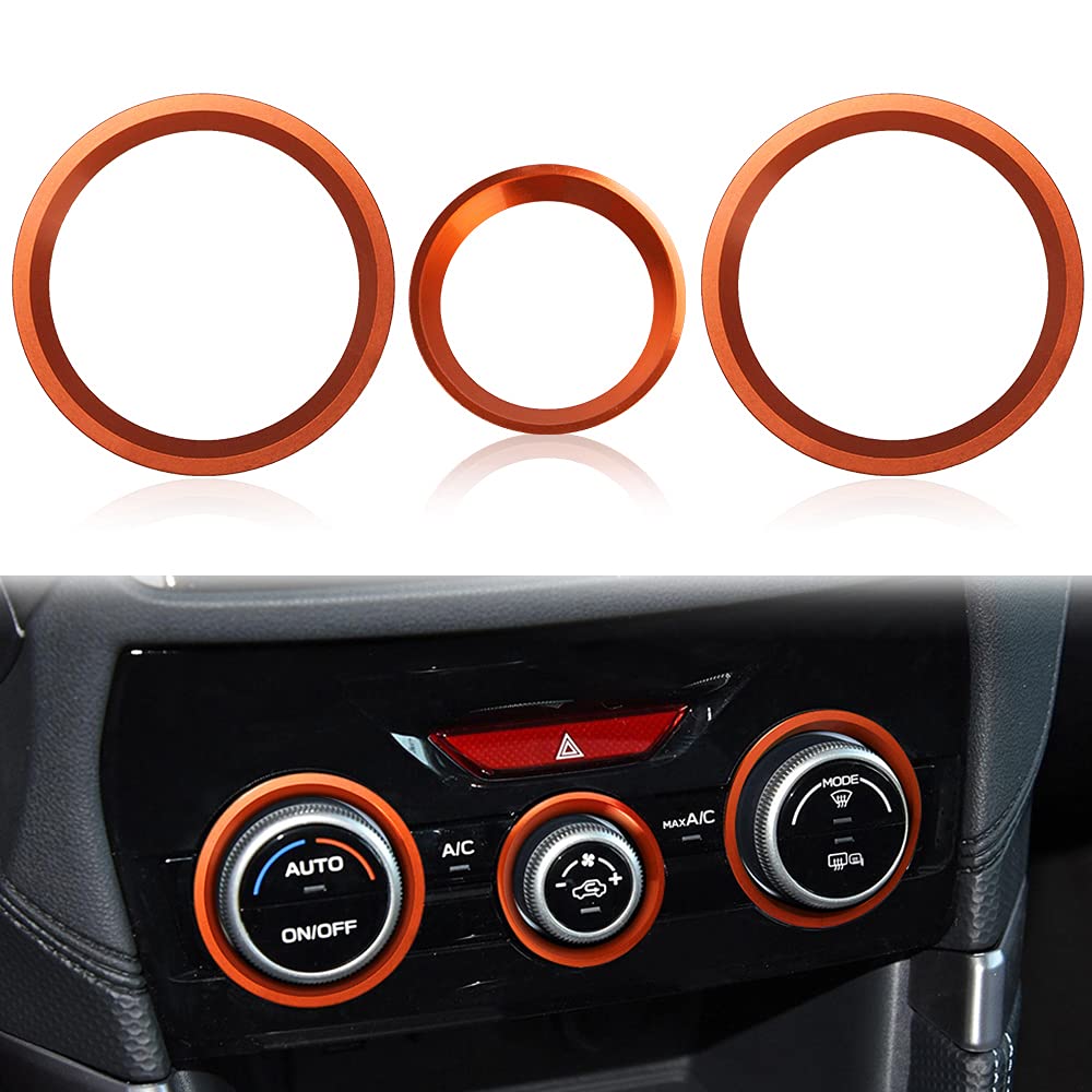 Auovo AC Climate Control Knob Outer Ring Covers Accessories for Forester 2019-2022 Crosstrek 2018-2022 Impreza 2017-2022 Interior for Car Air Condition Switch Volume Control Trim (Orange)