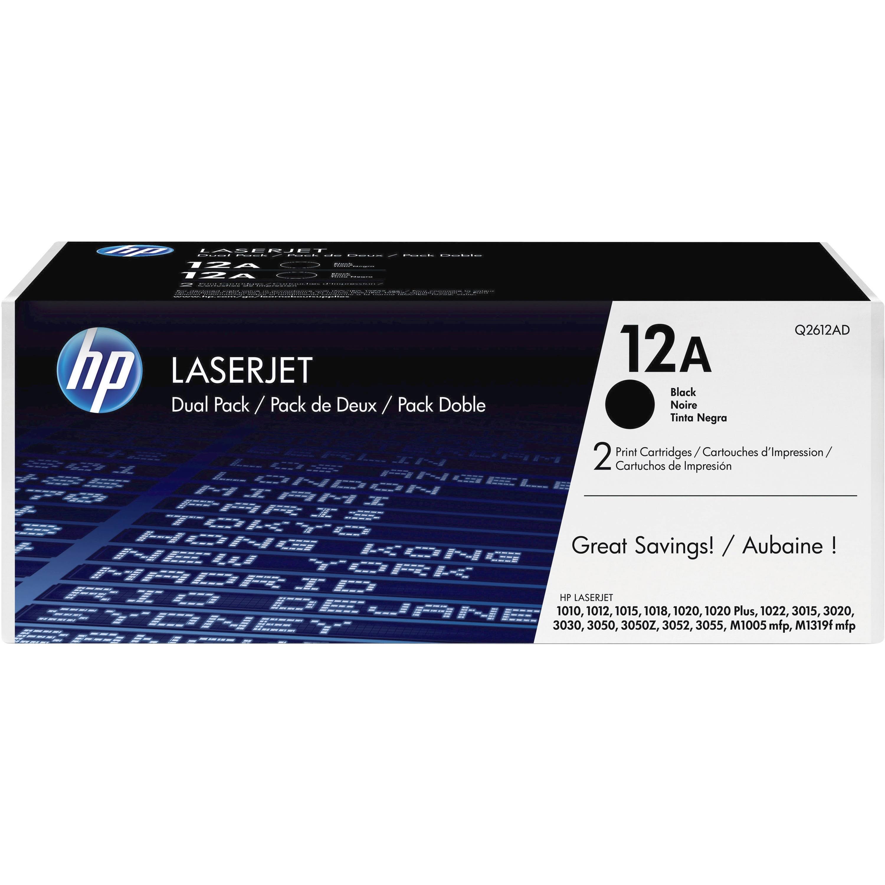 HP 12A Toner Cartridge, Black - 2-pack Q2612D