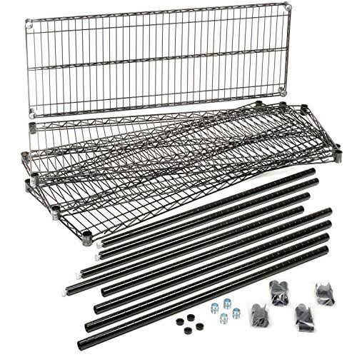Nexel Wire Shelving Unit, 48x22W x 24x22D x 74x22H, Black Epoxy