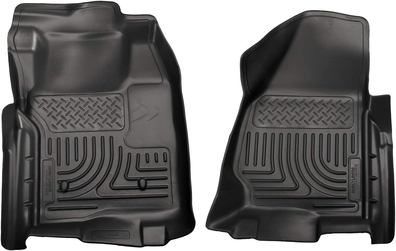 Husky Liners Weatherbeater Series | Front Floor Liners - Black | 18711 | Fits 2011-2012 Ford F250/350 w/o Drivers Side Foot Rest 2 Pcs Pack of 2