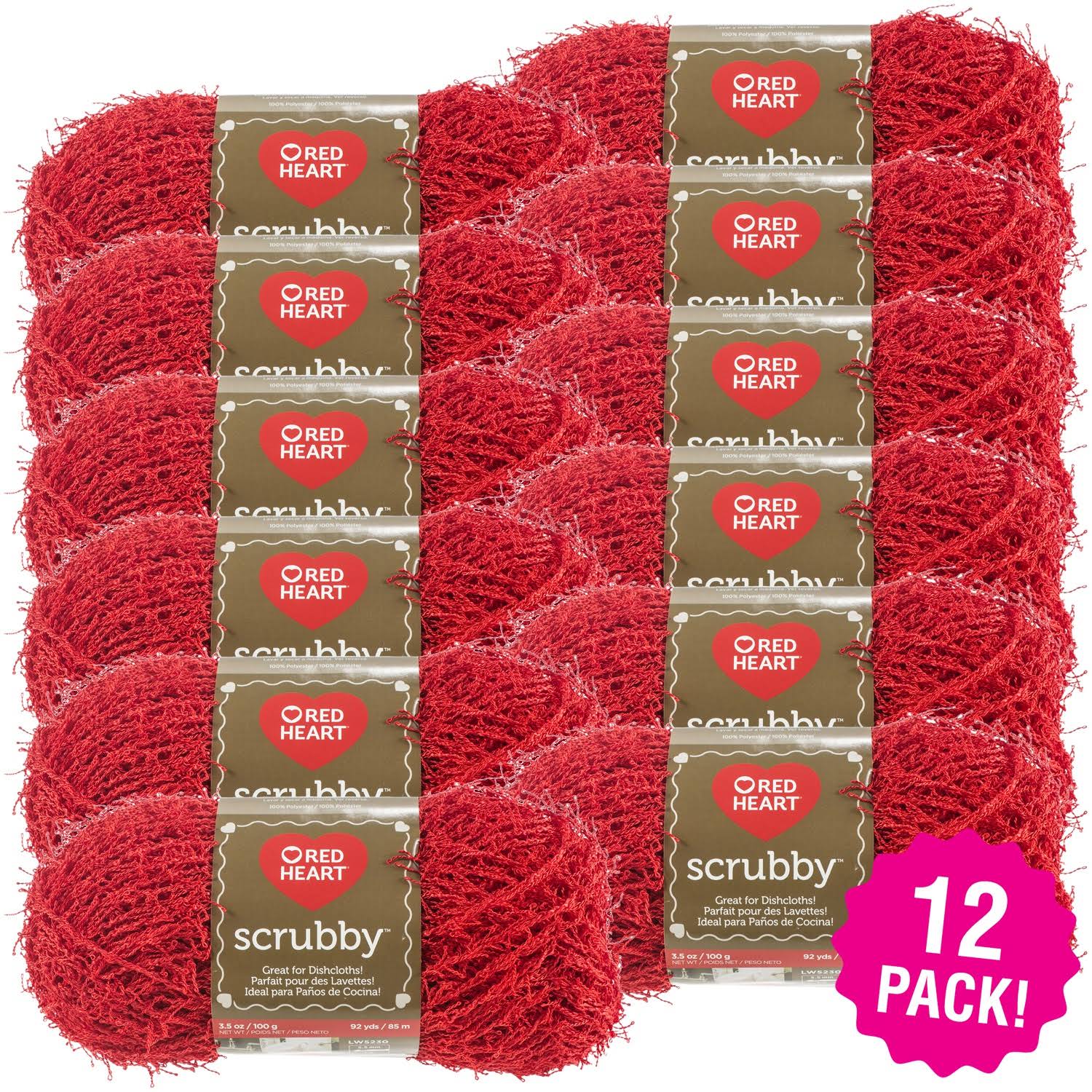 Red Heart Scrubby Yarn - Cherry, Multipack of 12