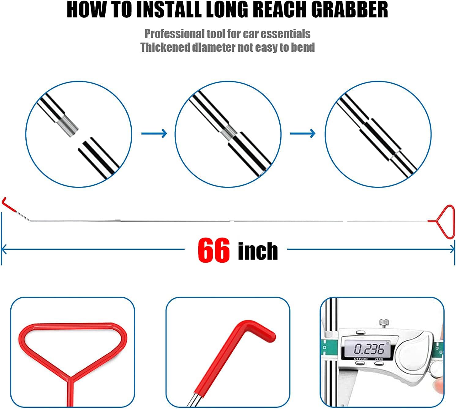 YAUO Essential Automotive Car Tool Set Kit with Air Wedge Bag Pump,Professional Long Reach Grabber,Air Pump Bag Suitable for Most Cars Trucks (10 PCS)