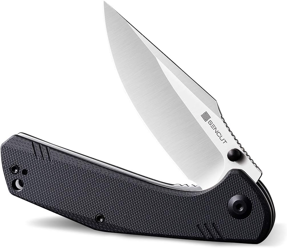 SENCUT Actium Folding Pocket Knife, 3.46&rsquo;&rsquo; D2 Satin Blade G10 Handle, Liner Lock Flipper Knife with Ceramic Ball Bearing, Good For Outdoor Hiking Camping Hunting SA02