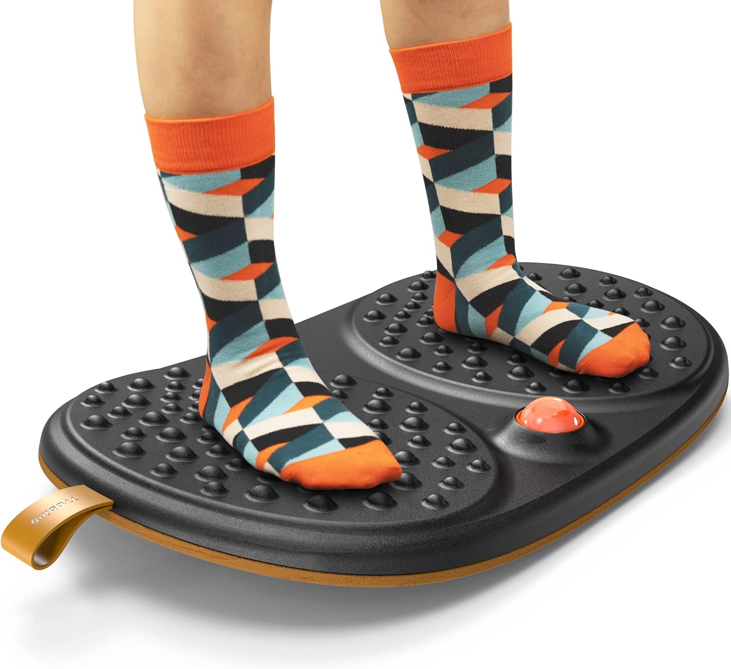 Standing Desk Mat Balance Board with Rollerball, Anti Fatigue Wooden Wobble Ergonomic Design, Office Comfort Floor Mat to Relieve Foot, Knee, and Back Pain, Non-Slip Bottom (Medium, 20.87