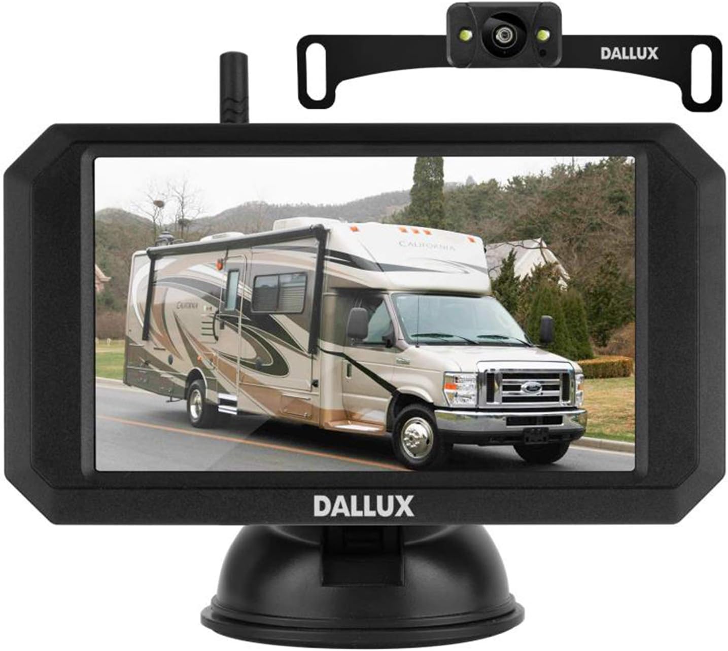 DALLUX Wireless Backup Camera with Stable Digital Signal,5 Inch Monitor+HD 1080P Front/Rear View Night Vision Waterproof Camera for Car,Pickup,Truck,RV,SUV,Van,Camper License Plate Easy Installation