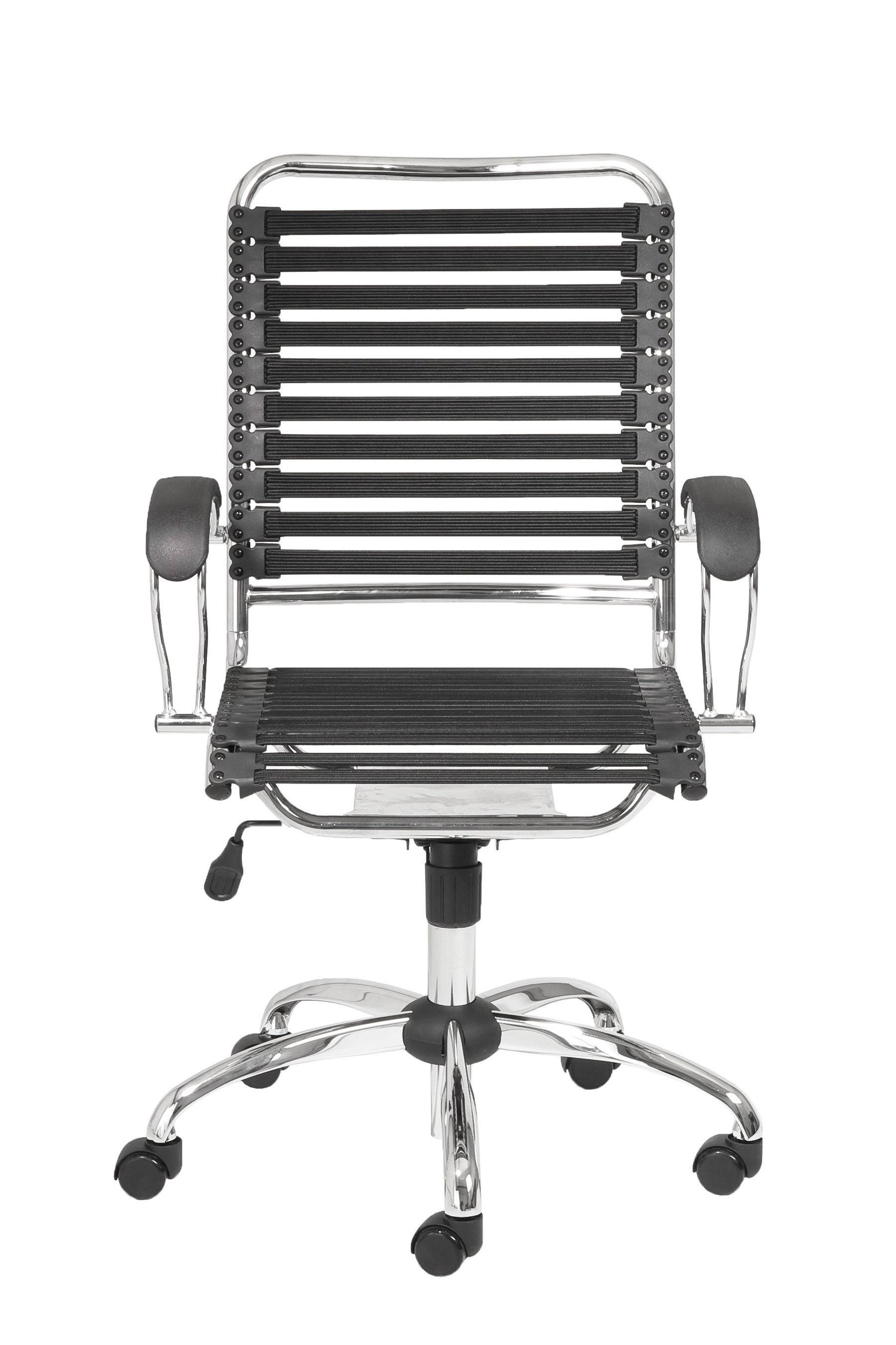 Euro Style Bungie Black/ Chrome Flat J Arm Office Chair
