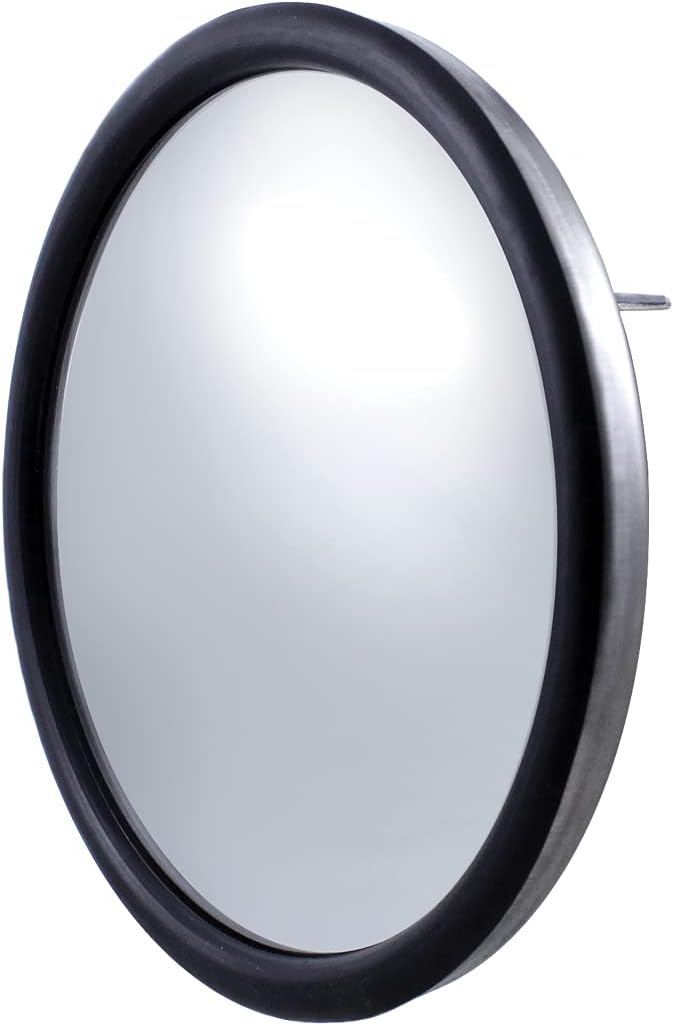 United Pacific 60038 Stainless Steel Pod Mount 8 &frac12;&rdquo; Round Convex Mirror, Universal Application, Adjustable View, Wide Angle Mirror &ndash; ONE unit