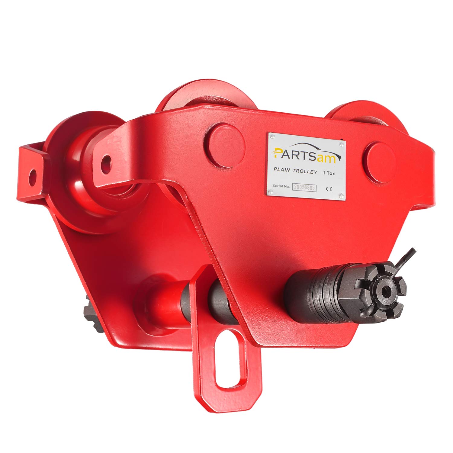 Partsam 2200LBS Capacity Beam Trolley 1 Ton Push Track Roller Trolley Crane Lift Hoist Trolley Track Manual Trolley, 2.9in - 8.5in Adjustable Flange for Lifting, in Steel Pack of 2