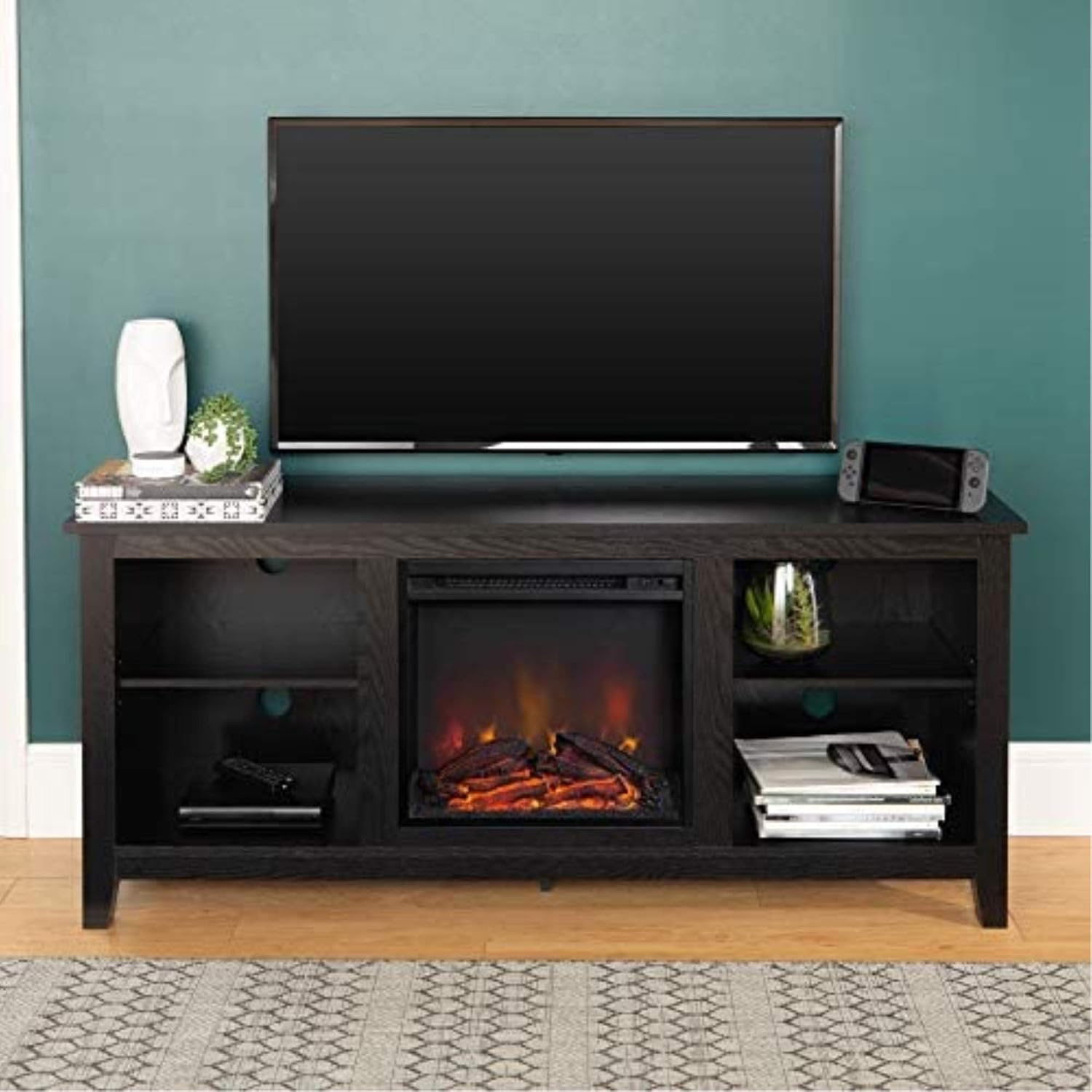 Walker Edison Fireplace TV Stand , Black , 58